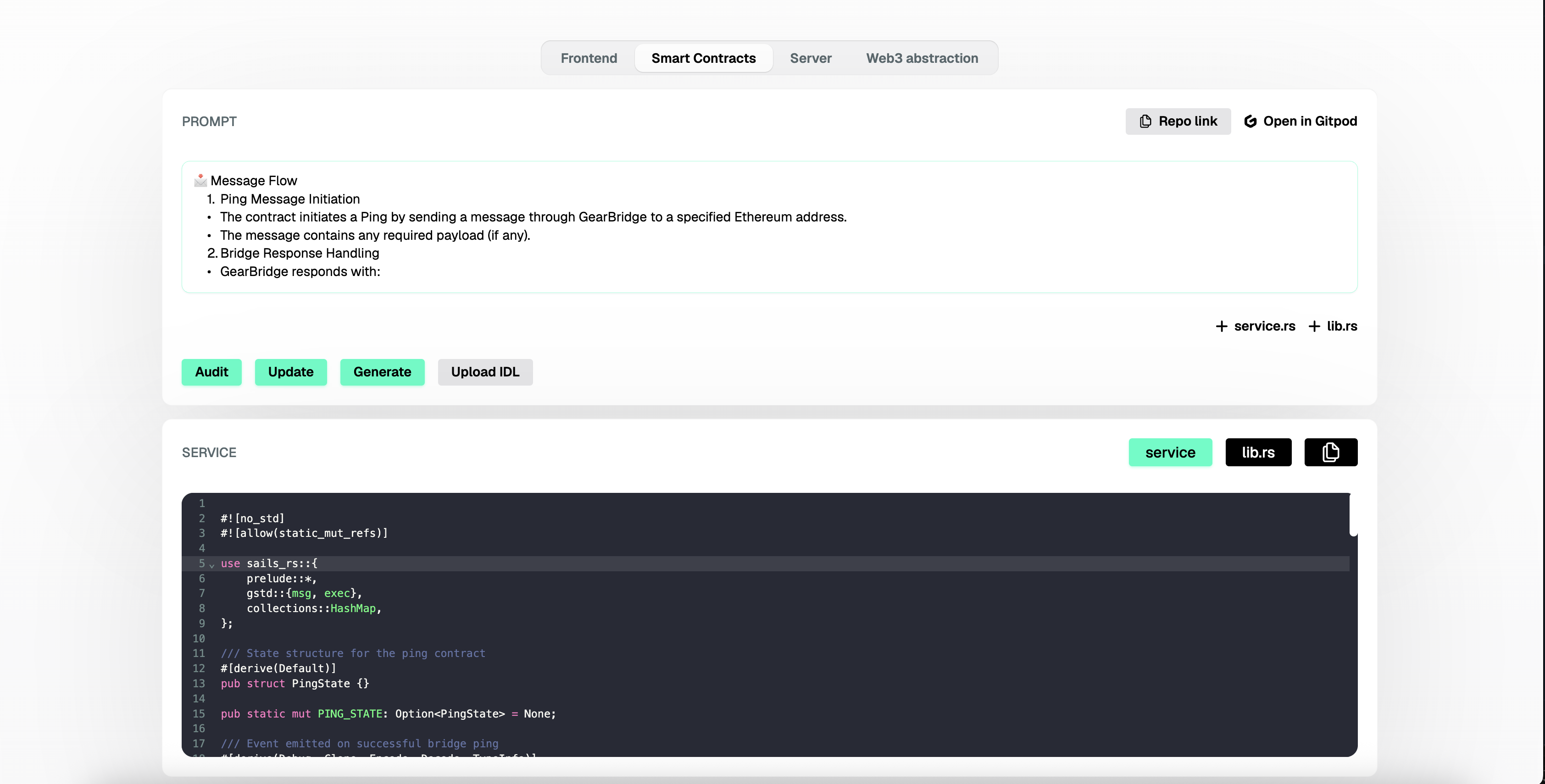 AI Code Generator Interface