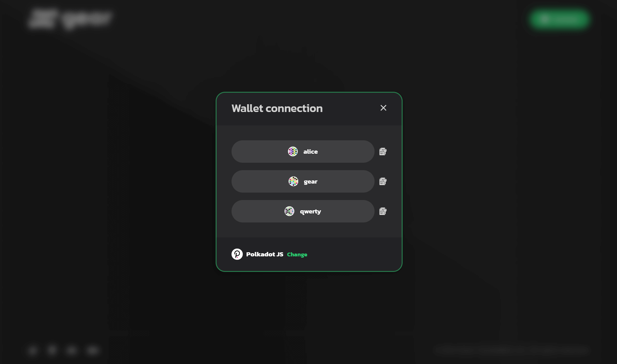 Gear Template Wallet Connection